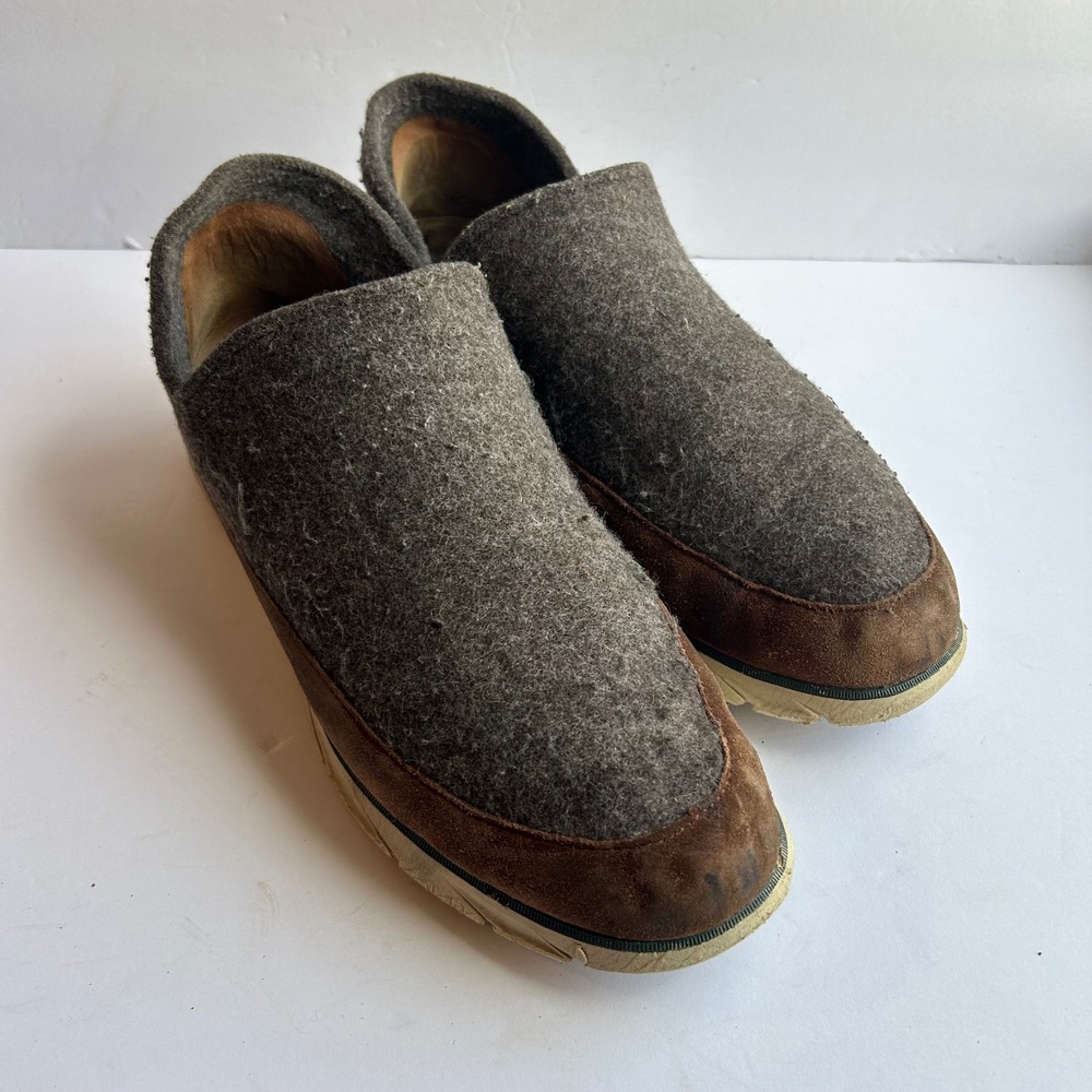 LL Bean Wool Downeast Slip On Shoes Mens 13 Indoor Outdoor Brown Grey Loafers